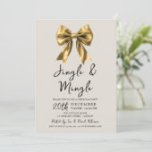 Invitation Bow de fête de Noël Jingle & Mingle en or moderne (Debout devant)