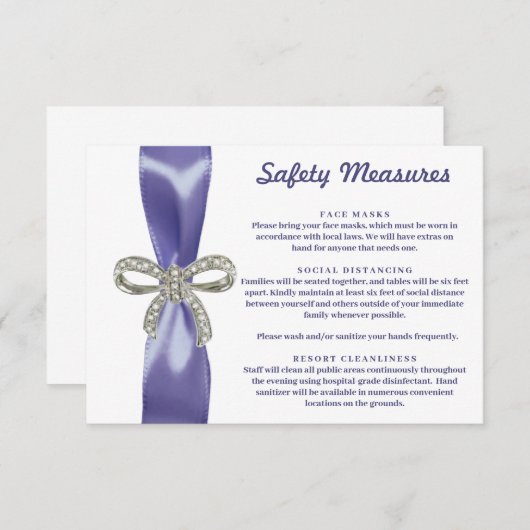Invitation Bow de mesures de sécurité pourpre bleu diamant (Devant / Derrière)