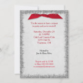 Invitation Bow de Noël rouge et Tinsel d'argent (Devant)