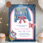Invitation Bow Denim Jacket Patch Party Birthday