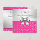 Invitation Bow Divin 311-Argent| Chaud rose 16 (Devant / Derrière)
