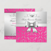 Invitation Bow Divin 311-Argent| Chaud rose 16 (Devant / Derrière)
