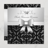 Invitation Bow Divin 311-Argent| Noir Sweet 16 (Devant / Derrière)