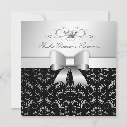 Invitation Bow Divin 311-Argent| Noir Sweet 16 (Devant)