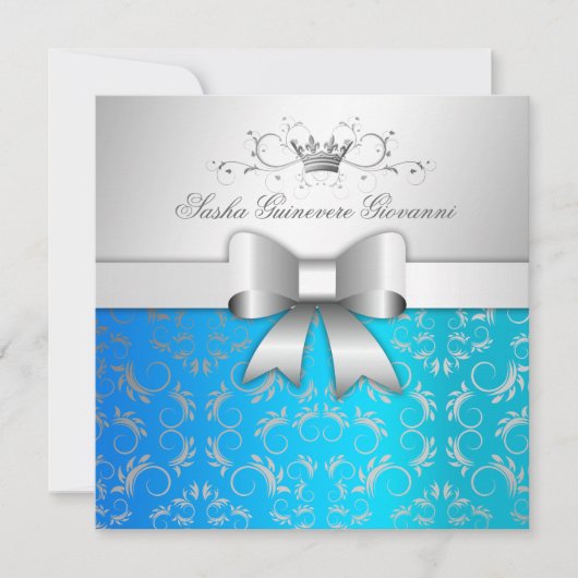 Invitation Bow Divin 311-Argent| Tropical Blue Sweet 16 (Devant)
