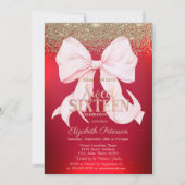 Invitation Bow Elegant Rose Or Diamant Rouge Douce 16 (Devant)
