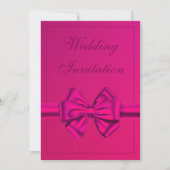 Invitation Bow en satin rose chaud - Mariage (Devant)
