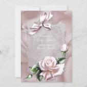 Invitation Bow en satin rose vif et Baby shower en dentelle R (Devant)