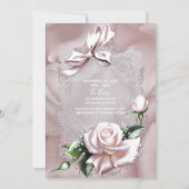 Invitation Bow en satin rose vif et Baby shower en dentelle R (Dos)
