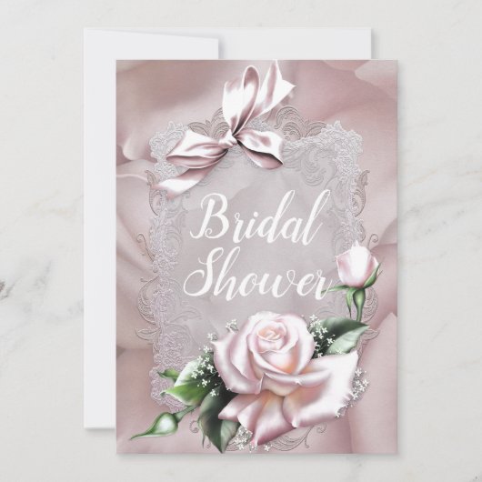 Invitation Bow en satin rose vif et Fête des mariées romantiq (Devant)