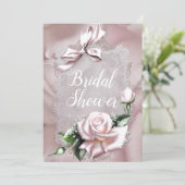 Invitation Bow en satin rose vif et Fête des mariées romantiq (Debout devant)