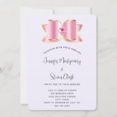 Invitation Bow en verre rose avec Mariage en pierre angulaire (Devant)