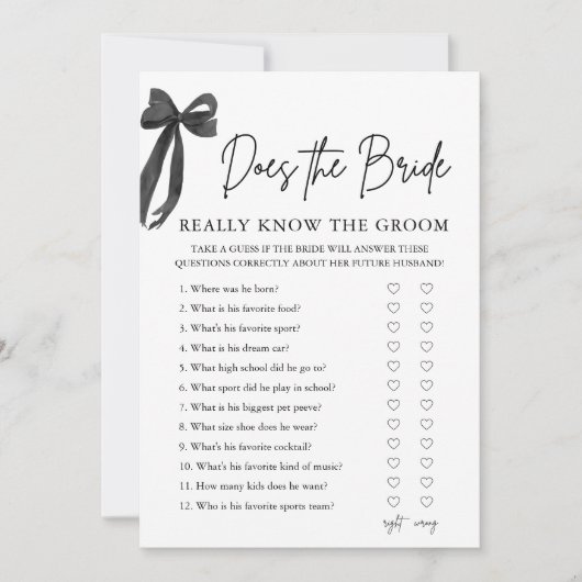Invitation Bow Est-Ce Que L'Épouse Connaît Vraiment Le Jeu Gr (Devant)