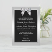Invitation Bow et Mariage noir en argent élégant (Debout devant)