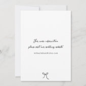 Invitation Bow et ruban noir et blanc Mariage (Dos)