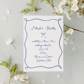 Invitation Bow et rubans Whimsical Mariage bleu français