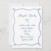 Invitation Bow et rubans Whimsical Mariage bleu français (Devant)