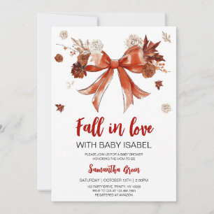 Invitation Bow Fall in Love with Baby Baby shower