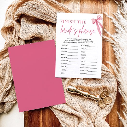 Invitation Bow finit le jeu de Fête des mariées Phrase de la 