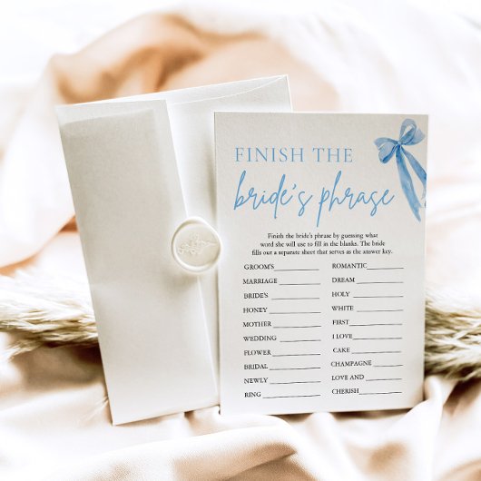 Invitation Bow finit le jeu de Fête des mariées Phrase de la