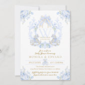 Invitation Bow Floral Aquarelle Élégant Baby shower garçon (Devant)