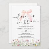 Invitation Bow Floral Love in Bloom Bridal Shower (Devant / Derrière)