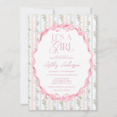 Invitation Bow floral rose vif C'est un Baby shower fille (Devant)