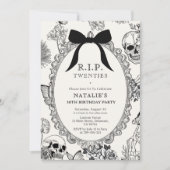 Invitation Bow Floral Skull RIP Années 30e fête d'anniversair (Devant)