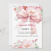 Invitation Bow flores roses doux 16 (Devant)