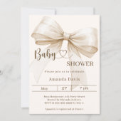 Invitation Bow gender neutral beige ivory Baby Shower (Devant)