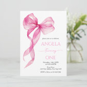 Invitation Bow Girls roses 1er anniversaire (Debout devant)