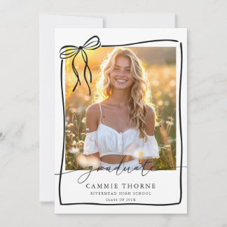 Invitation Bow Graduation Announcement Card Photo Grad Party