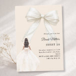 Invitation Bow ivory dress champagne gold luxury Sweet 16<br><div class="desc">Celebrate her Sweet 16 in timeless elegance with this elegant, timeless invitation. This sophisticated design features a large ivory bow adorned with delicate pearl details, paired with a graceful gown illustration. A soft champagne gold colored background creates a modern, refined look that feels both luxurious and unforgettable. Perfect for: •...</div>