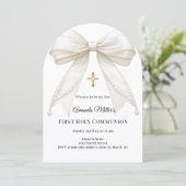 Invitation Bow ivory pearls girl elegant First Communion Arch (Debout devant)
