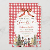 Invitation Bow Land of Sweets Anniversaire Casse-noix 1er En (Devant / Derrière)