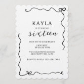 Invitation Bow, Modern, Black and White Birthday, Minimal (Devant)