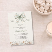 Invitation Bow neutral florals green ivory knot Bridal Shower