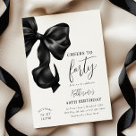 Invitation Bow noir 40e anniversaire<br><div class="desc">Coquette Black Bow 40th Birthday Invitation</div>