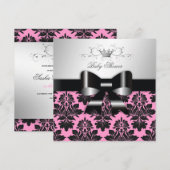 Invitation Bow noir à 311-Blackberry Pink| Baby shower (Devant / Derrière)