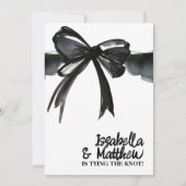 Invitation Bow Noir Blanc Liant Le Knot Ribbon Chic Mariage (Devant)