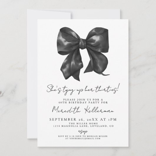 Invitation Bow noir et blanc 40e anniversaire (Devant)