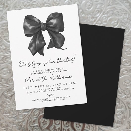Invitation Bow noir et blanc 40e anniversaire