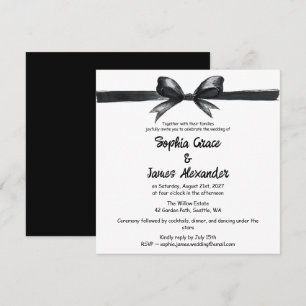 Invitation Bow noir et blanc Mariage élégant Monochrome
