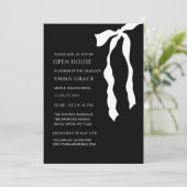 Invitation Bow noir et blanc moderne Open house Graduation (Debout devant)