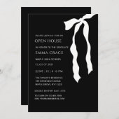 Invitation Bow noir et blanc moderne Open house Graduation (Devant / Derrière)