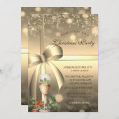 Invitation Bow or, Compagnie de Berry Champagne Noël (Devant / Derrière)