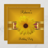 Invitation Bow or jaune Fleur coloré (Devant / Derrière)