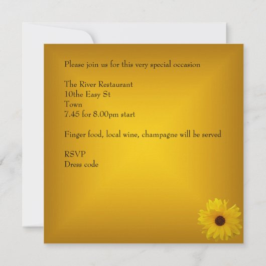 Invitation Bow or jaune Fleur coloré (Dos)