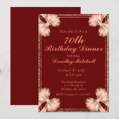 Invitation Bow or Rose de Bourgogne 70e anniversaire (Devant / Derrière)