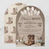 Invitation Bow ou Boots boho rustique Genre révéler la fête (Devant / Derrière)